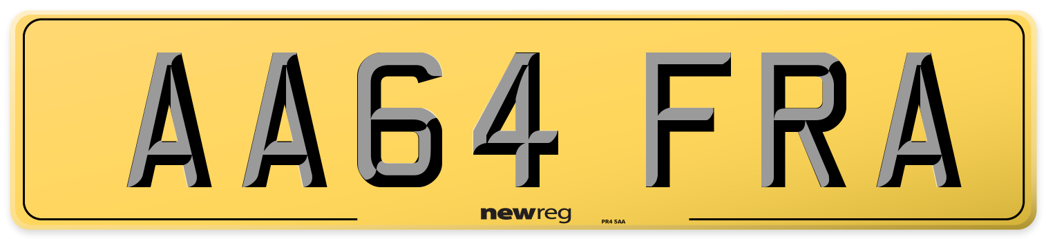 AA64 FRA Rear Number Plate