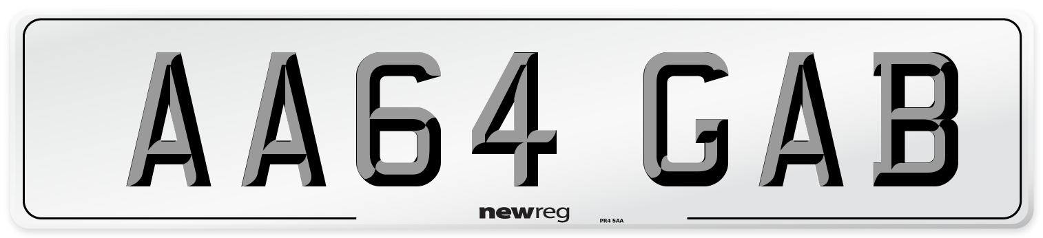 AA64 GAB Front Number Plate