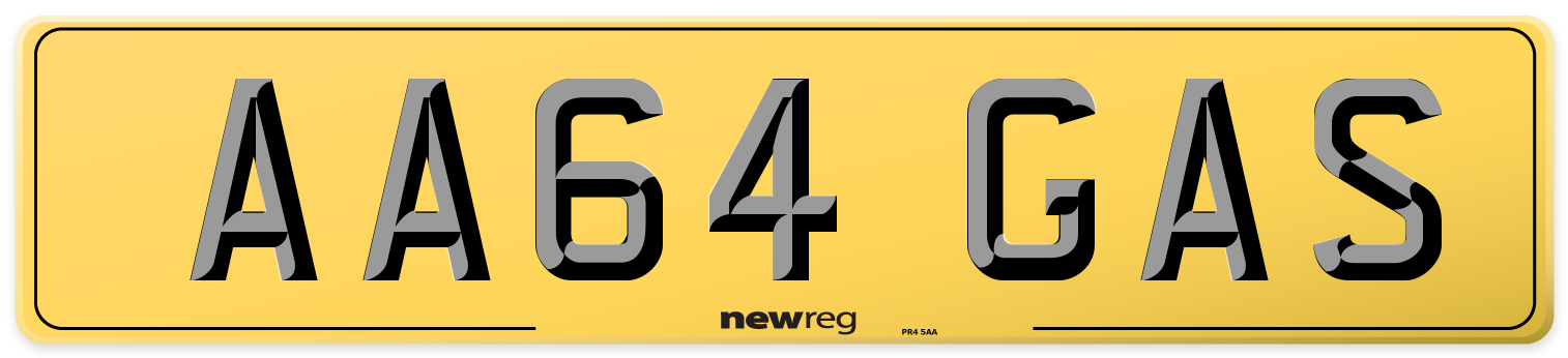 AA64 GAS Rear Number Plate