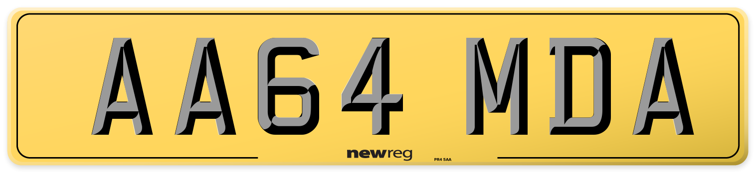 AA64 MDA Rear Number Plate