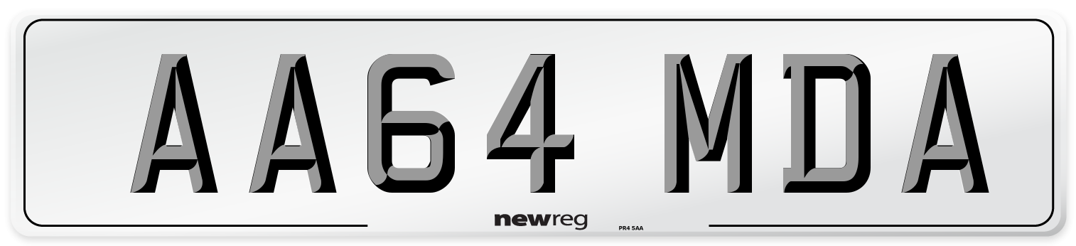 AA64 MDA Front Number Plate