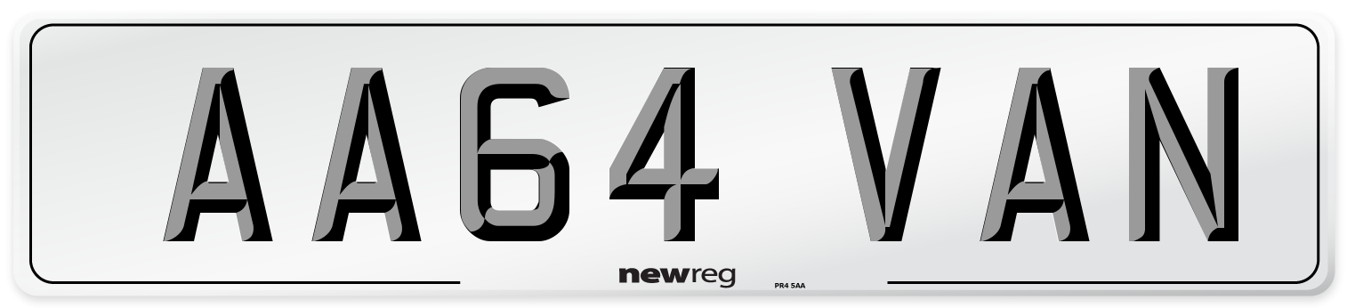 AA64 VAN Front Number Plate