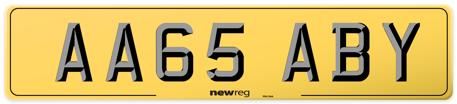 AA65 ABY Rear Number Plate