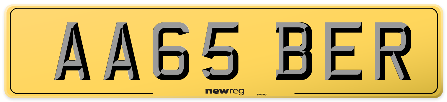 AA65 BER Rear Number Plate