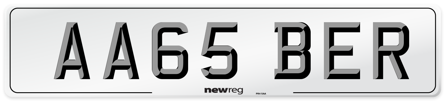 AA65 BER Front Number Plate