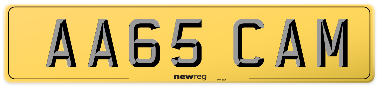 AA65 CAM Rear Number Plate