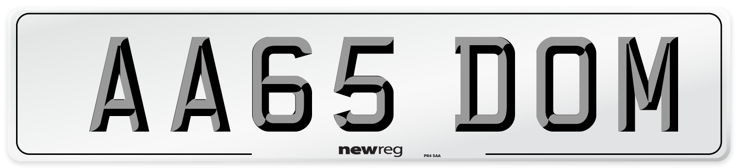 AA65 DOM Front Number Plate