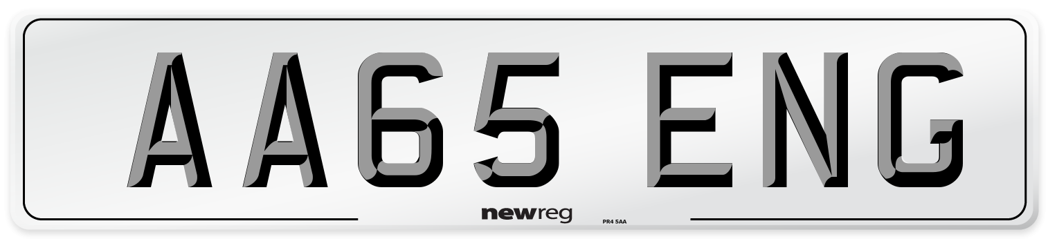 AA65 ENG Front Number Plate