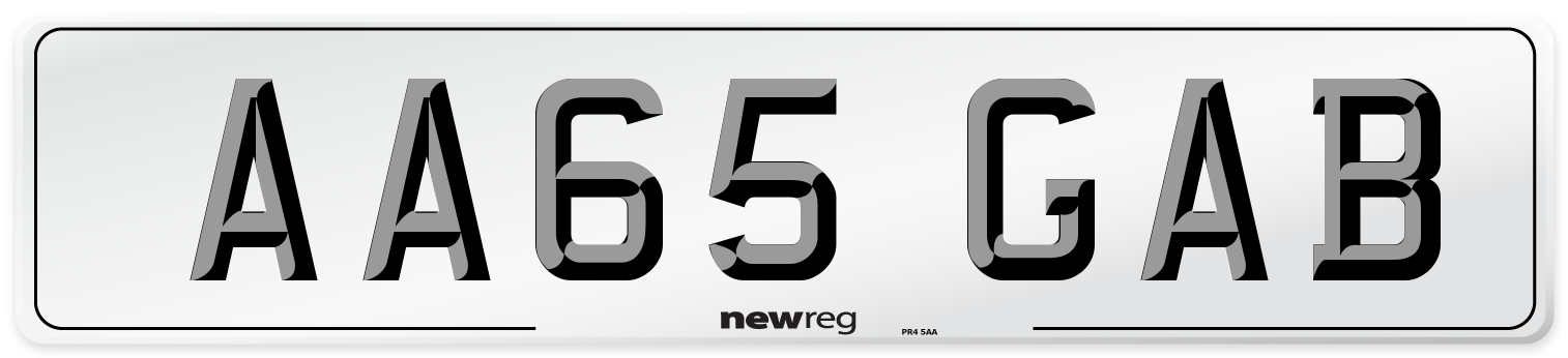 AA65 GAB Front Number Plate