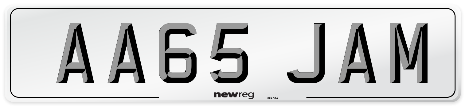 AA65 JAM Front Number Plate