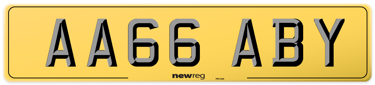 AA66 ABY Rear Number Plate