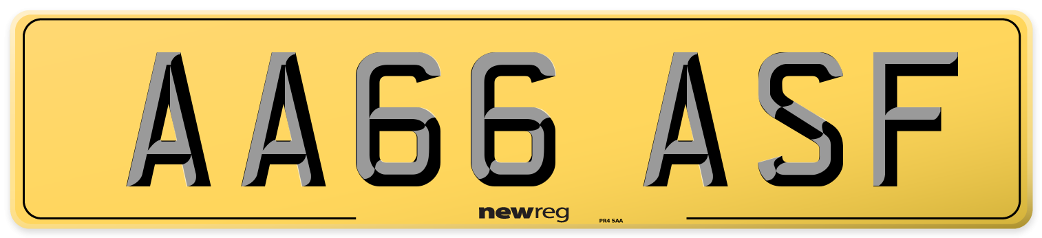 AA66 ASF Rear Number Plate