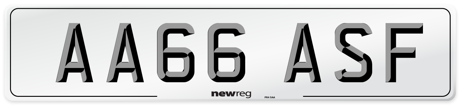 AA66 ASF Front Number Plate