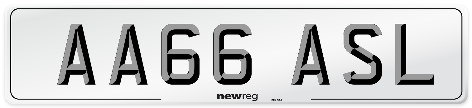 AA66 ASL Front Number Plate