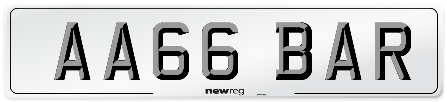 AA66 BAR Front Number Plate