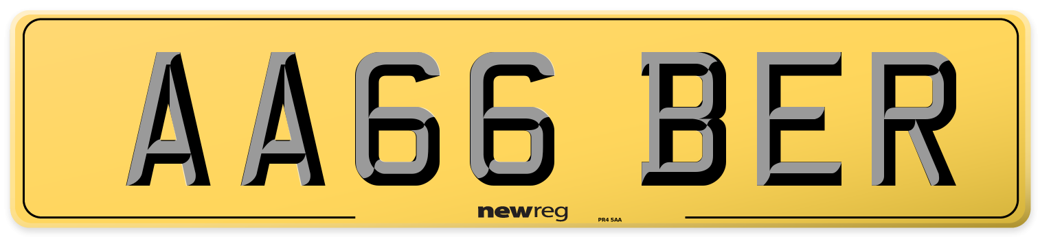 AA66 BER Rear Number Plate