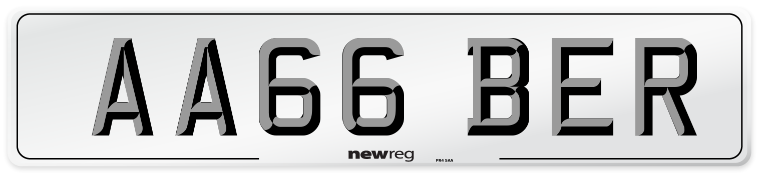 AA66 BER Front Number Plate