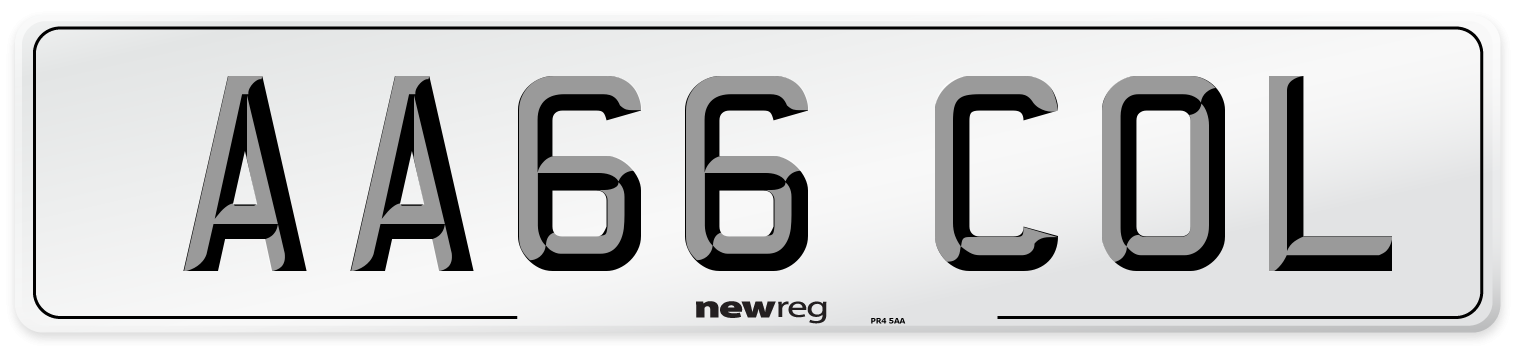 AA66 COL Front Number Plate