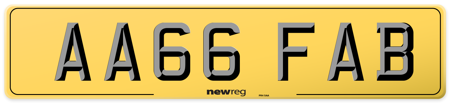 AA66 FAB Rear Number Plate