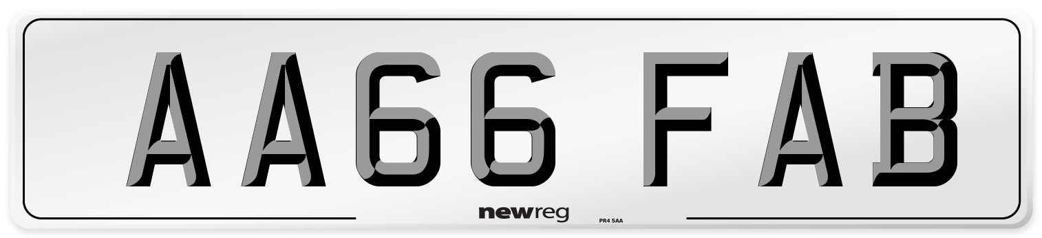 AA66 FAB Front Number Plate