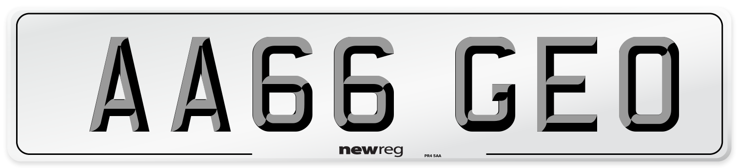 AA66 GEO Front Number Plate