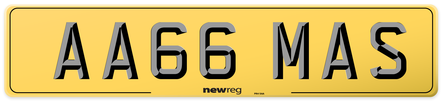 AA66 MAS Rear Number Plate