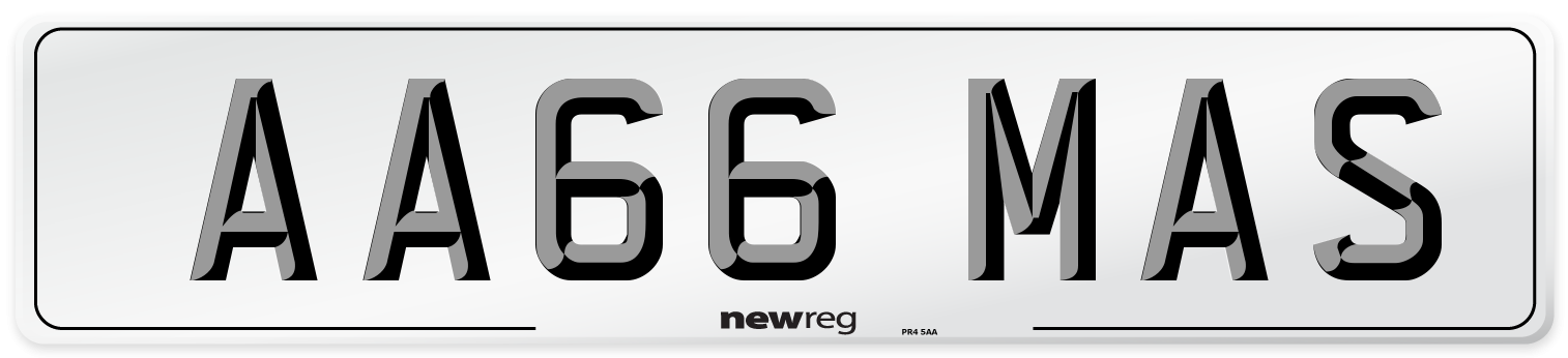 AA66 MAS Front Number Plate