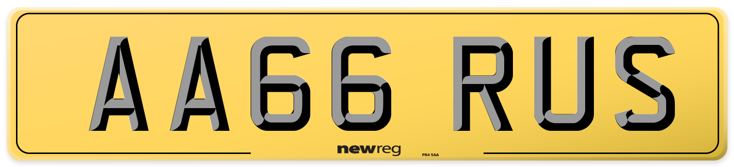AA66 RUS Rear Number Plate