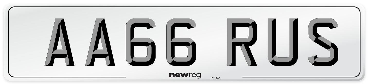 AA66 RUS Front Number Plate