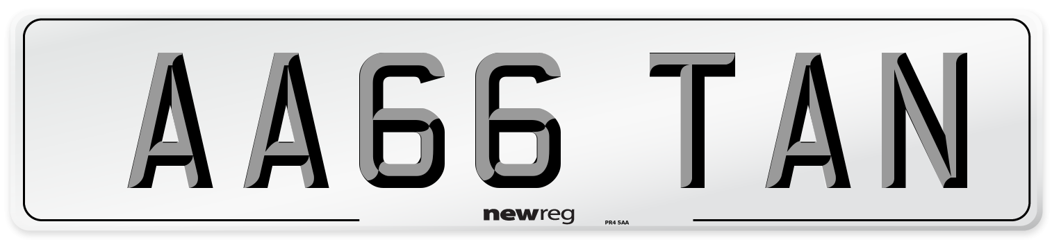 AA66 TAN Front Number Plate