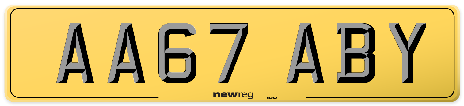 AA67 ABY Rear Number Plate