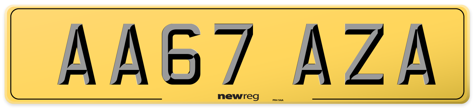 AA67 AZA Rear Number Plate