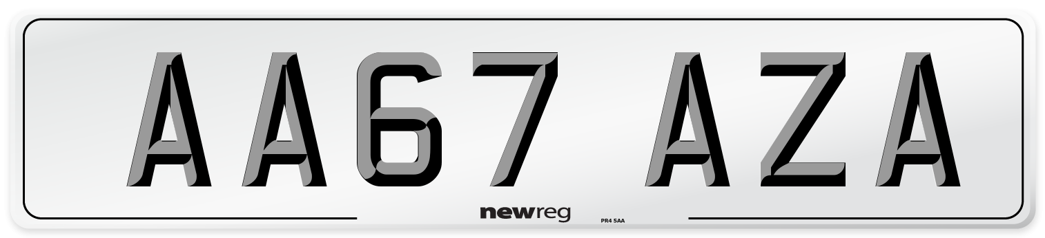 AA67 AZA Front Number Plate