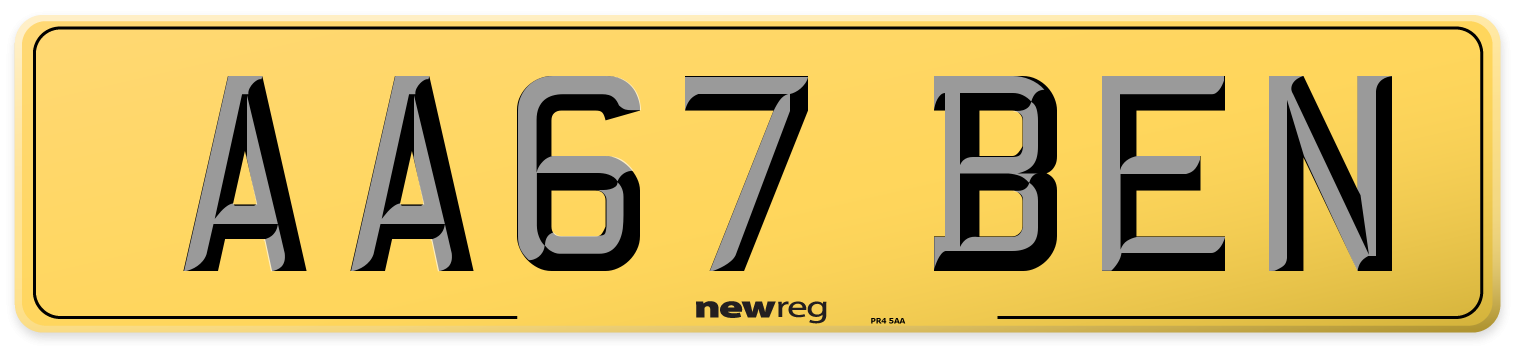 AA67 BEN Rear Number Plate