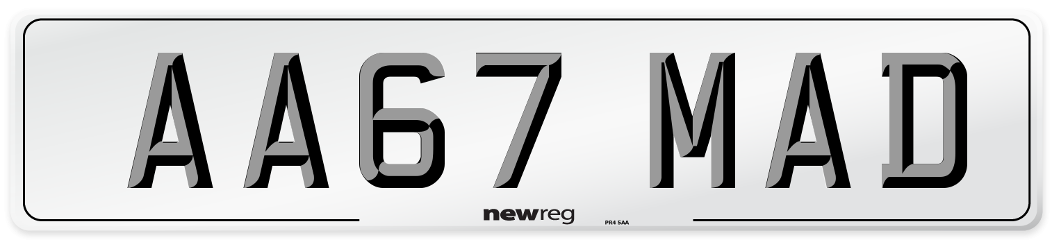 AA67 MAD Front Number Plate