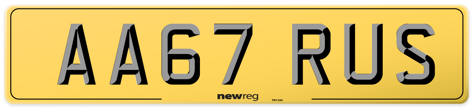 AA67 RUS Rear Number Plate