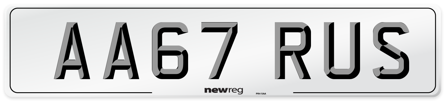 AA67 RUS Front Number Plate