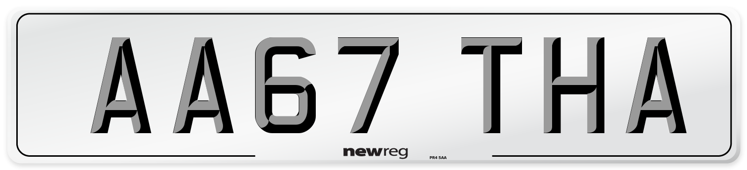 AA67 THA Front Number Plate