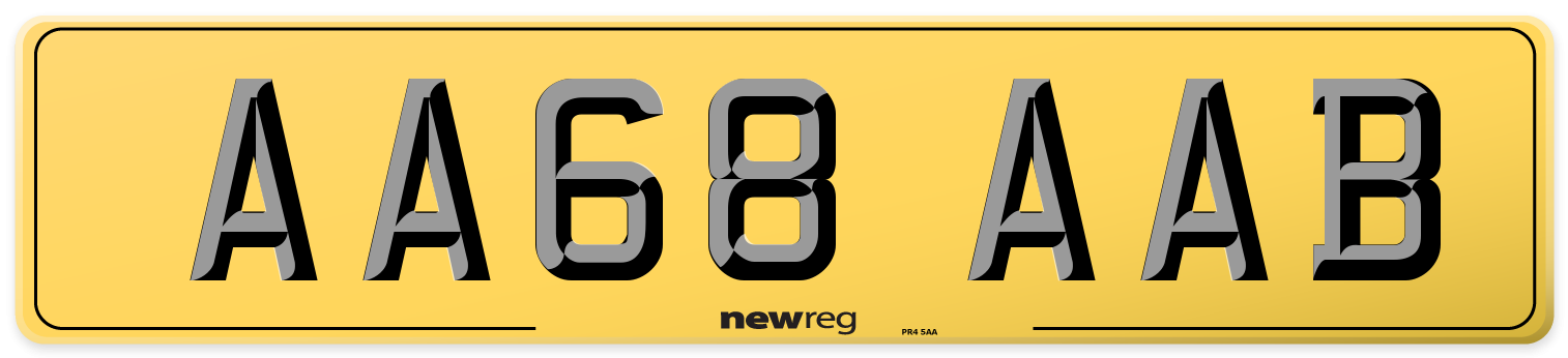 AA68 AAB Rear Number Plate