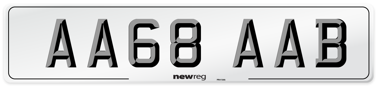 AA68 AAB Front Number Plate
