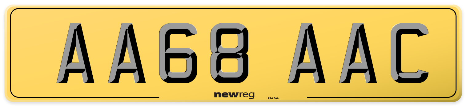 AA68 AAC Rear Number Plate