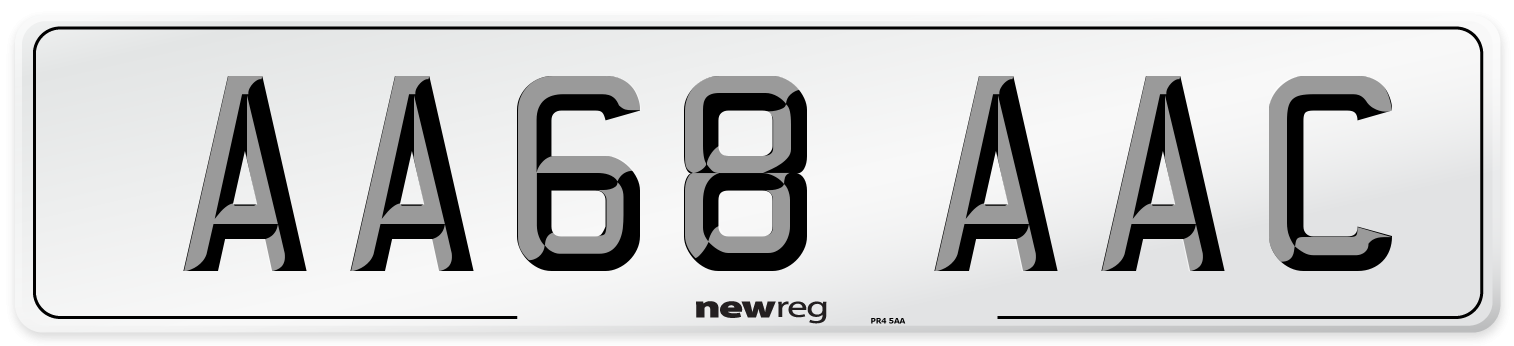 AA68 AAC Front Number Plate
