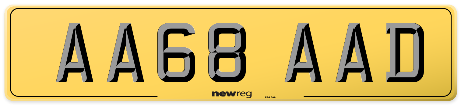 AA68 AAD Rear Number Plate