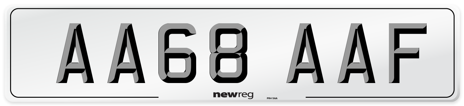 AA68 AAF Front Number Plate