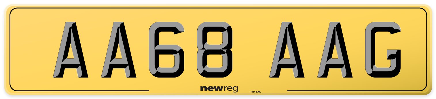 AA68 AAG Rear Number Plate
