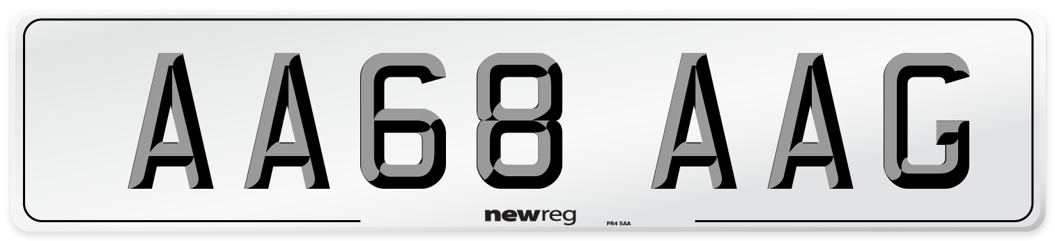 AA68 AAG Front Number Plate