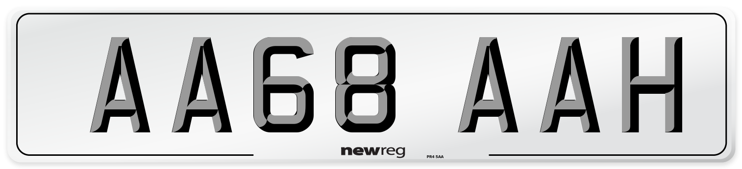 AA68 AAH Front Number Plate
