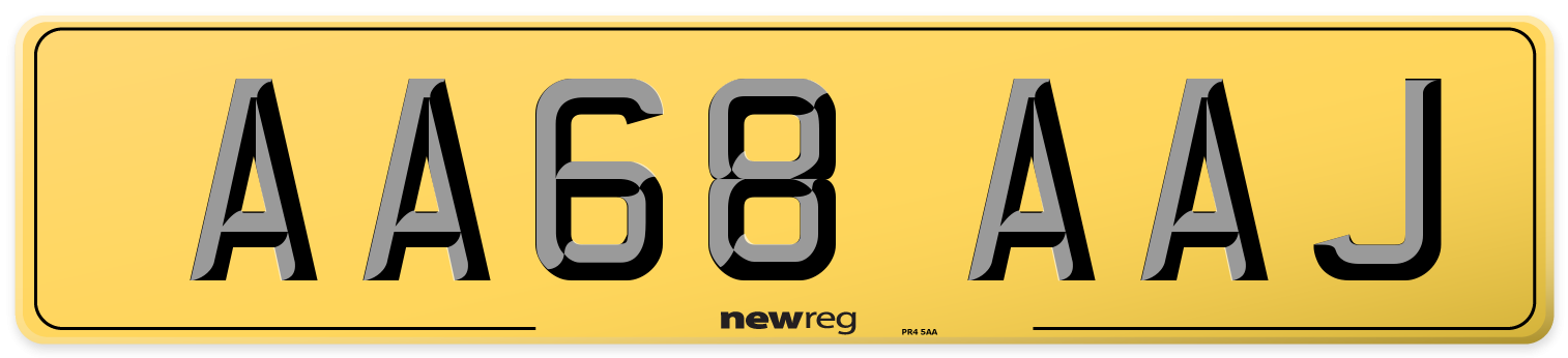 AA68 AAJ Rear Number Plate
