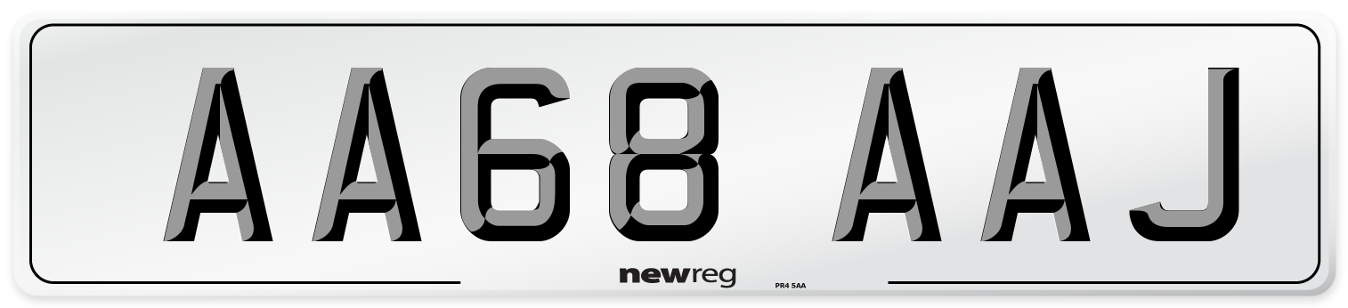 AA68 AAJ Front Number Plate