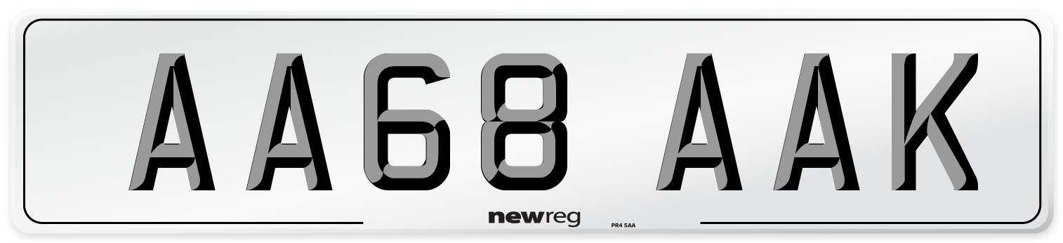 AA68 AAK Front Number Plate